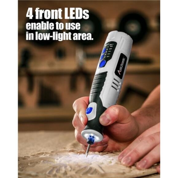 Cordless Rotary Tool 2.0 Ah 8V Rechargeable Rotary Tool, 4 Front LED Lights - Picture 5 of 7